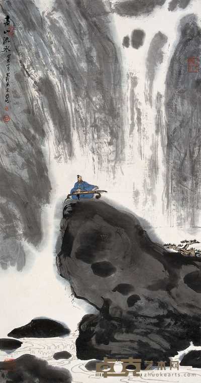 亚明 1983年作 高山流水 立轴 90×47cm